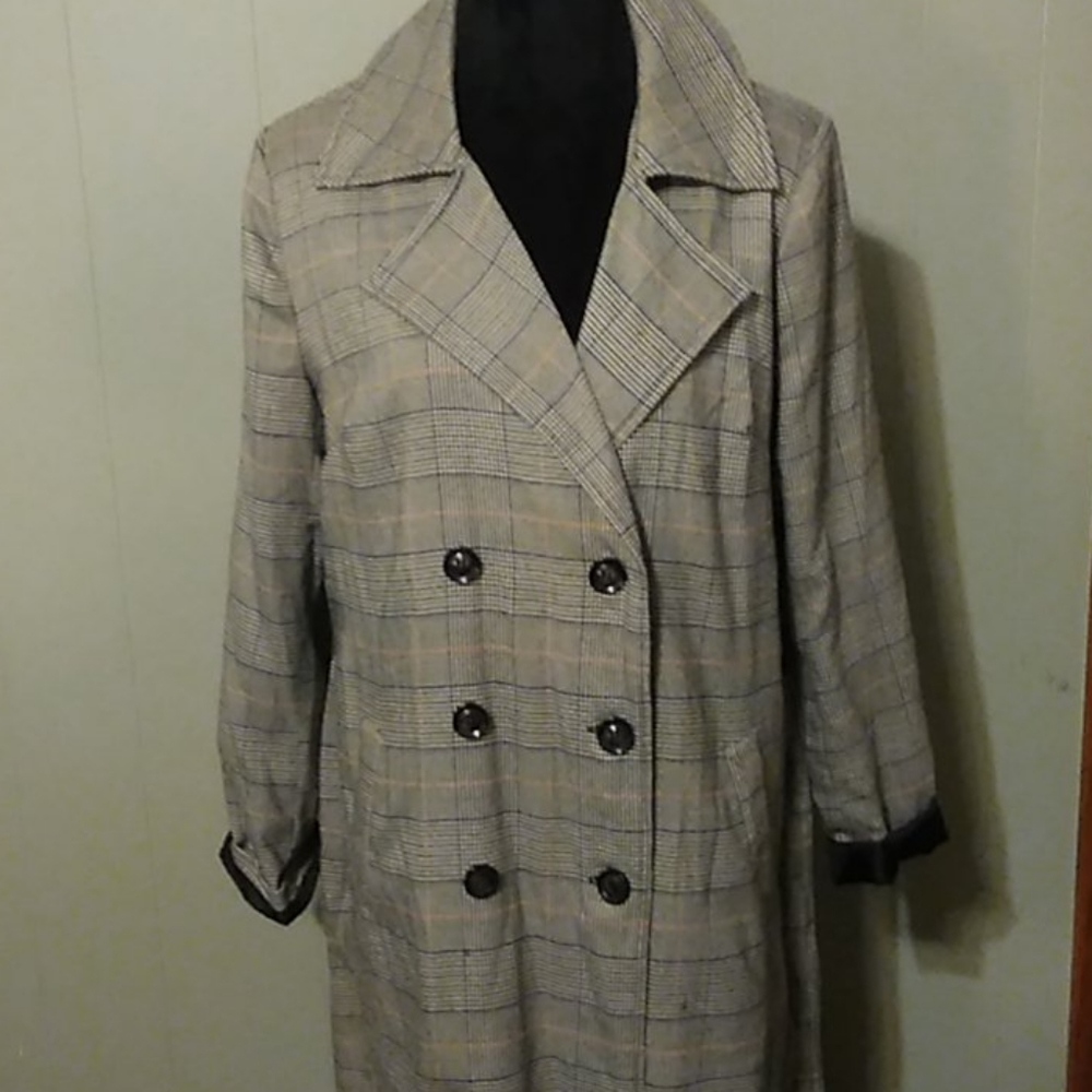 JustFab Plaid Trench Coat XL